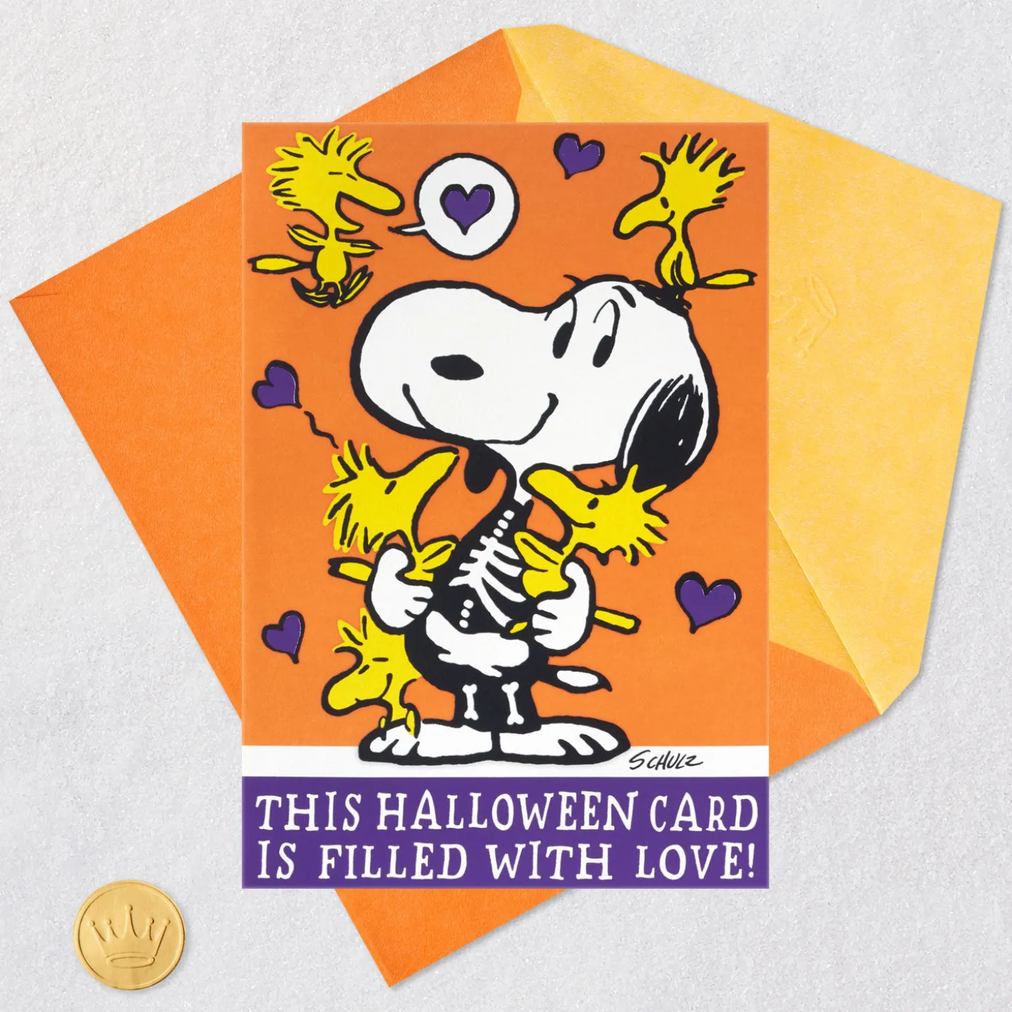 Peanuts® Snoopy and Woodstock Love and Jokes Funny Pop-Up Halloween Card