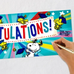 Peanuts® Snoopy and Woodstock Banner Graduation Card