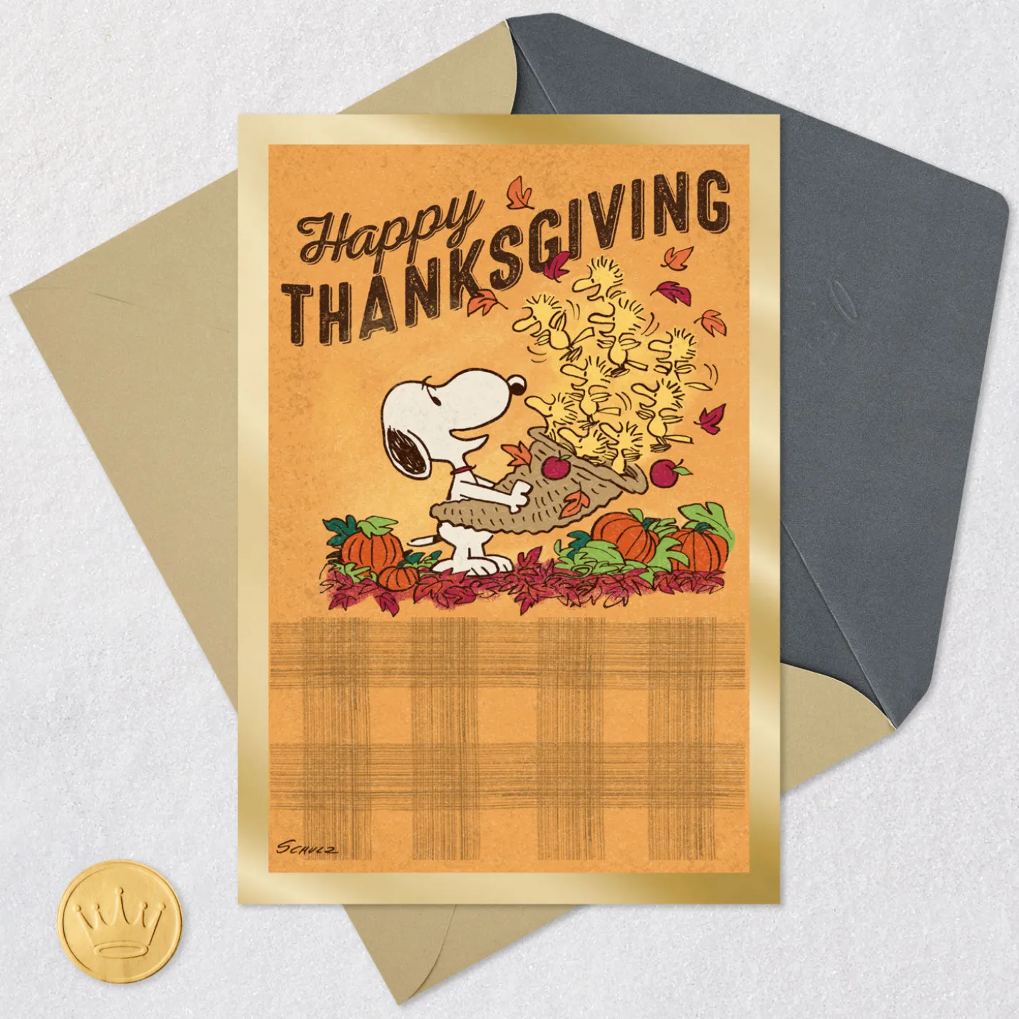 Peanuts® Snoopy and Woodstock Lots of Love Thanksgiving Card