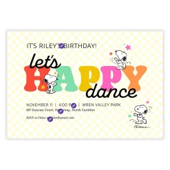 Peanuts® Snoopy Happy Dance Flat Birthday Invitation