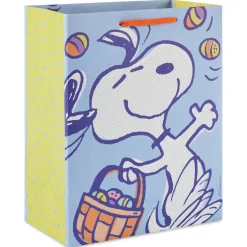9.6" Peanuts® Snoopy With a Basket of Easter Eggs Medium Gift Bag