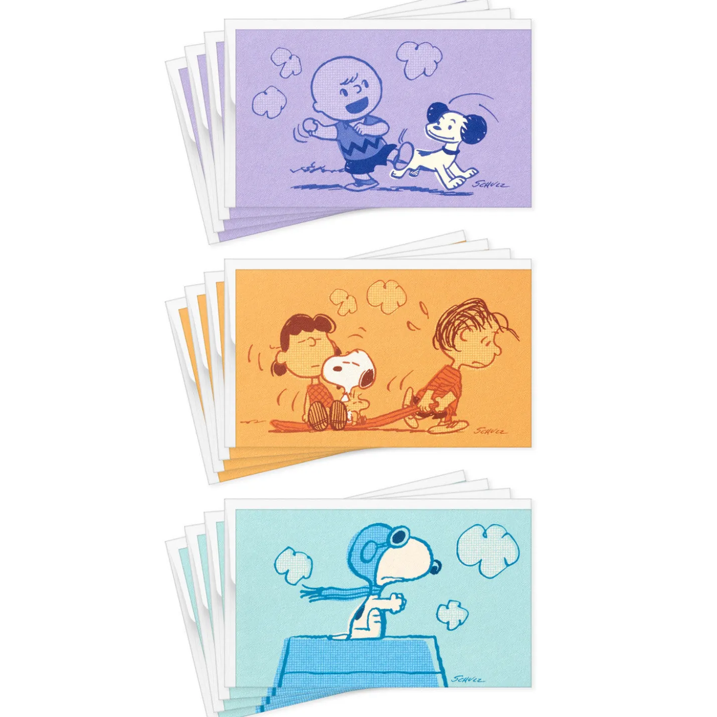 Peanuts® 75th Anniversary Nostalgic Scenes Assorted Blank Mini Note Cards, Pack of 12