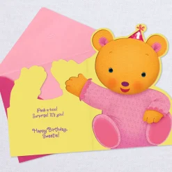Peek-a-Boo Bear First Birthday Card for Her
