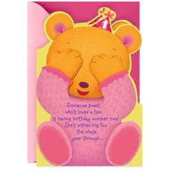 Peek-a-Boo Bear First Birthday Card for Her