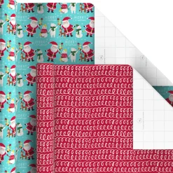 Penguins, Doodles and Polka Dots 6-Pack Assorted Christmas Wrapping Paper Roll Bundle, 180 sq. ft. total