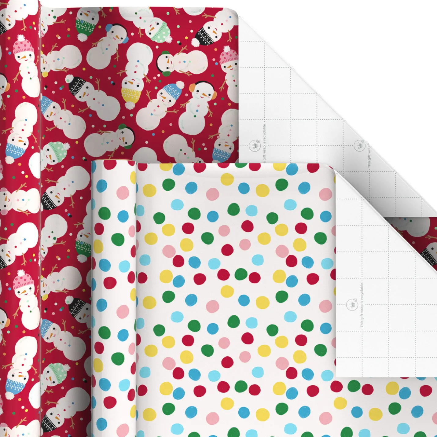 Penguins, Doodles and Polka Dots 6-Pack Assorted Christmas Wrapping Paper Roll Bundle, 180 sq. ft. total