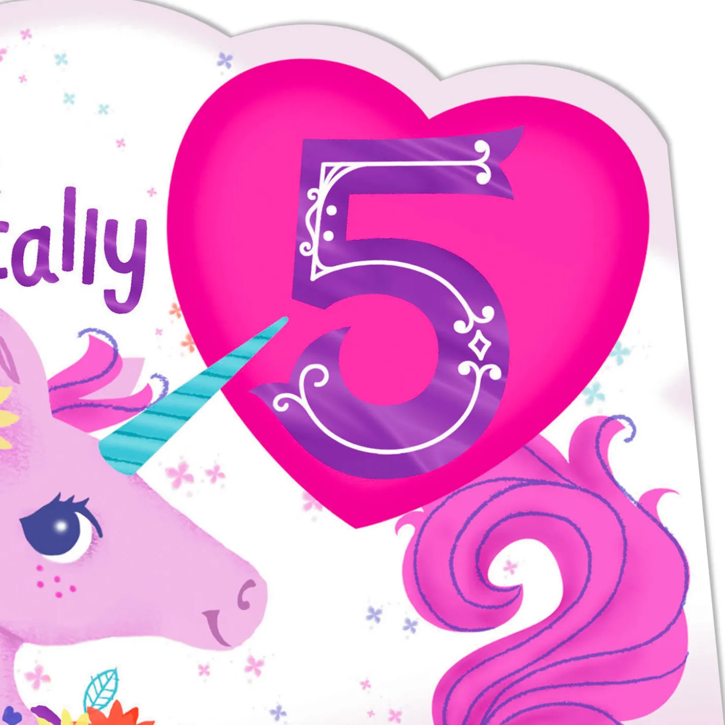 Perfectly Enchanted Pink Unicorn 5th Birthday Card