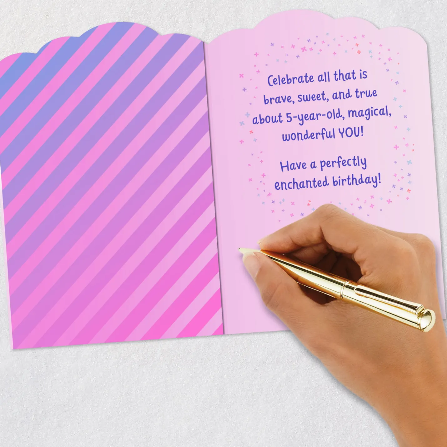 Perfectly Enchanted Pink Unicorn 5th Birthday Card