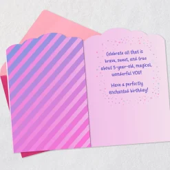 Perfectly Enchanted Pink Unicorn 5th Birthday Card