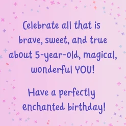 Perfectly Enchanted Pink Unicorn 5th Birthday Card