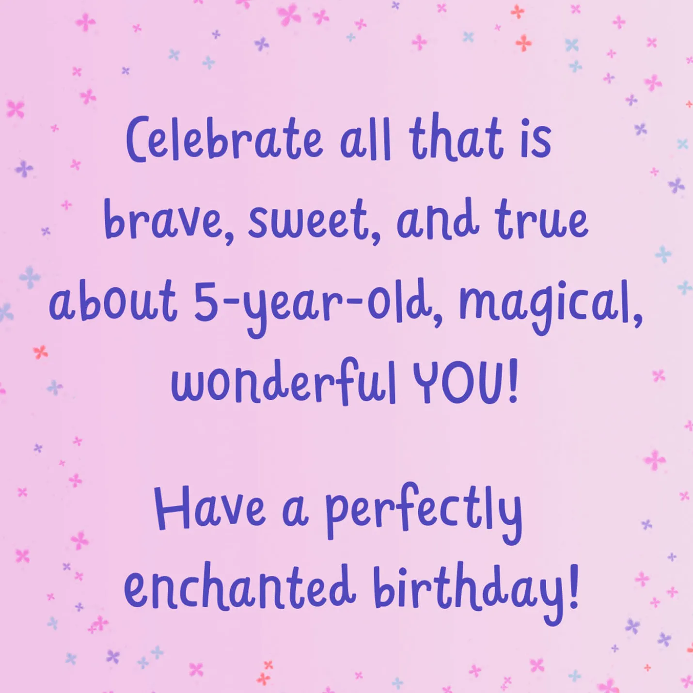 Perfectly Enchanted Pink Unicorn 5th Birthday Card