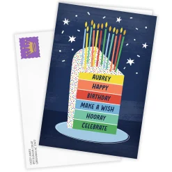 Personalized Fun and Colorful Cake Birthday Card