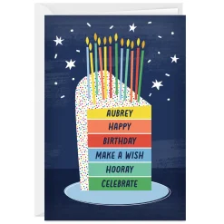 Personalized Fun and Colorful Cake Birthday Card