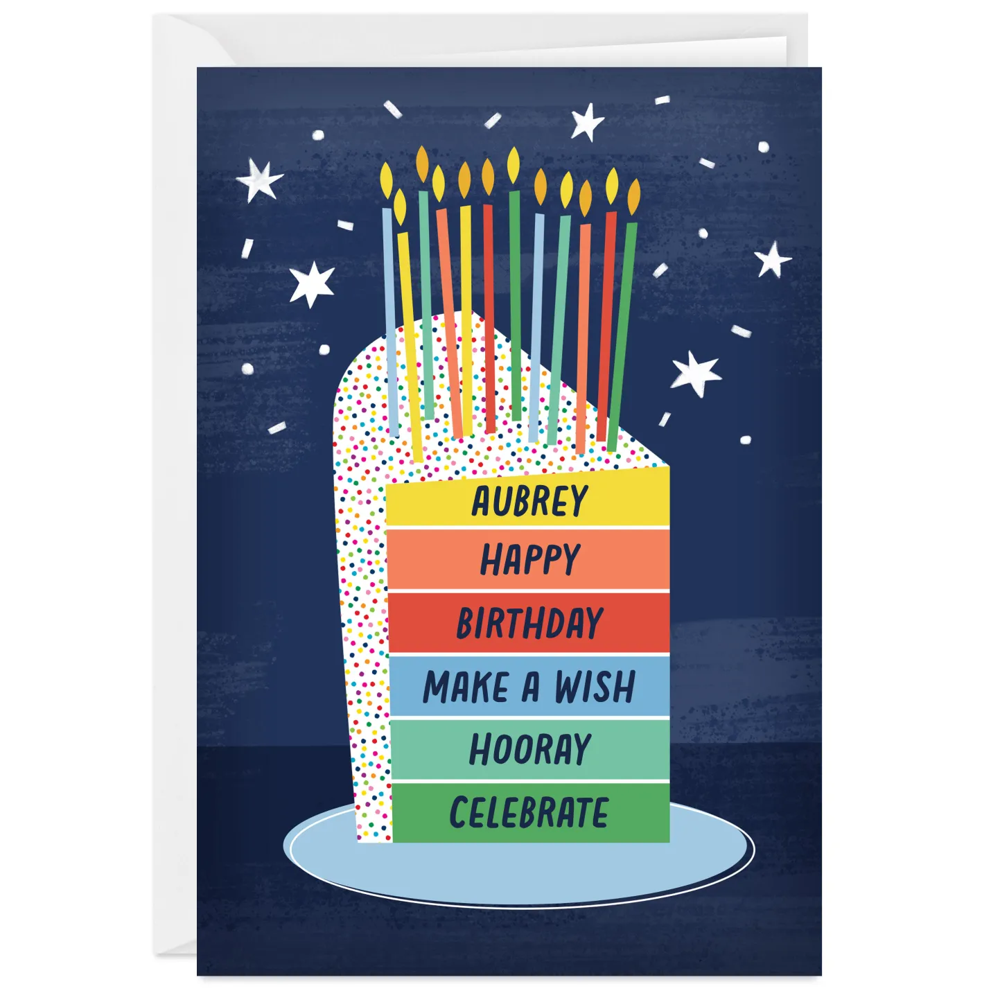 Personalized Fun and Colorful Cake Birthday Card