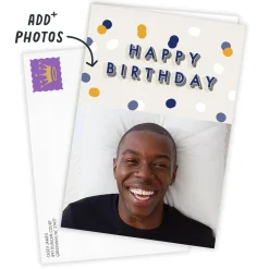 Personalized Happy Birthday Confetti Photo Card