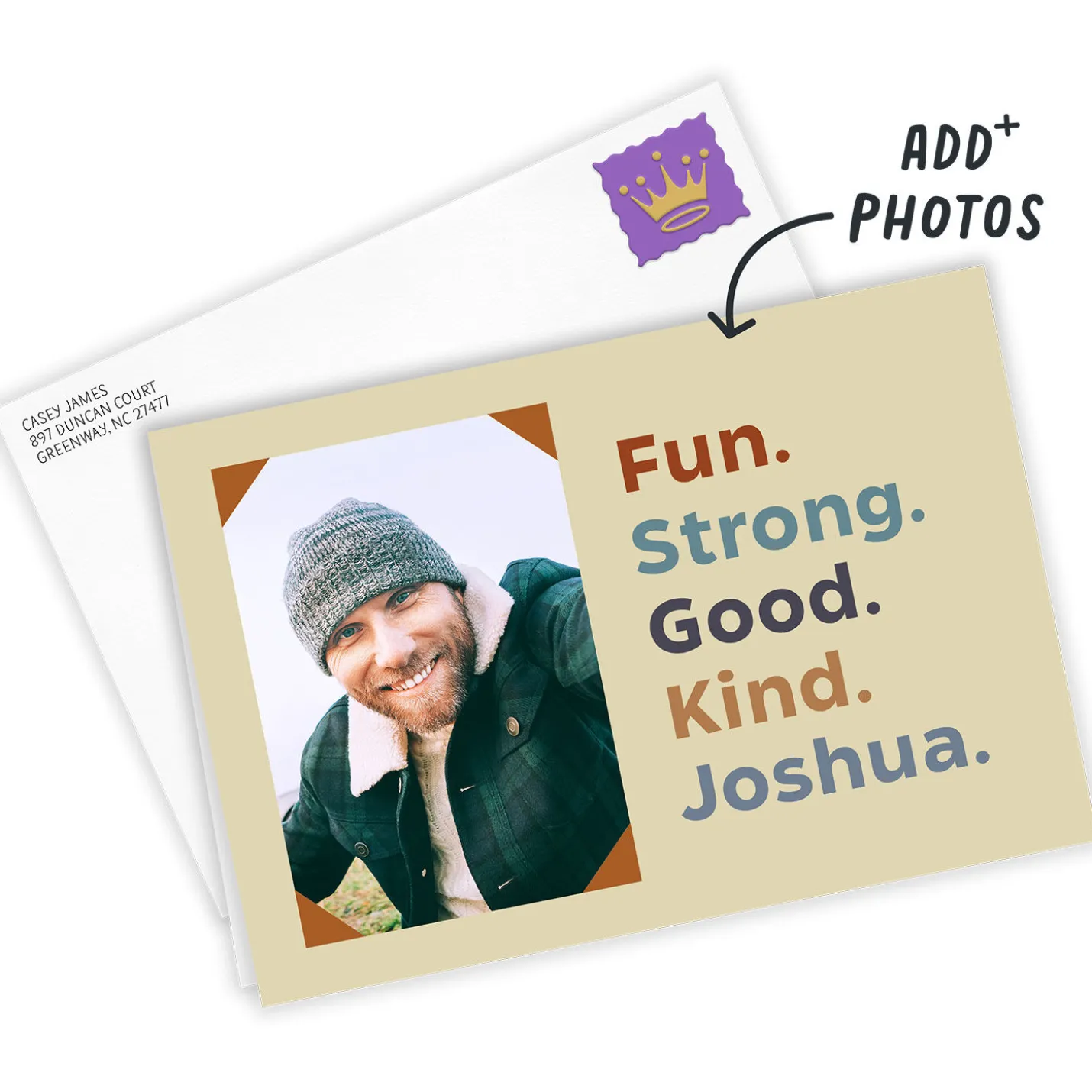 Personalized Orange Photo Corners Photo Card