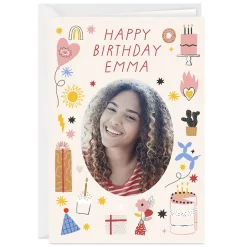 Personalized Party Icons Birthday Photo Card