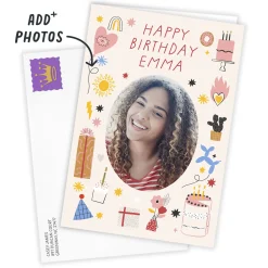 Personalized Party Icons Birthday Photo Card
