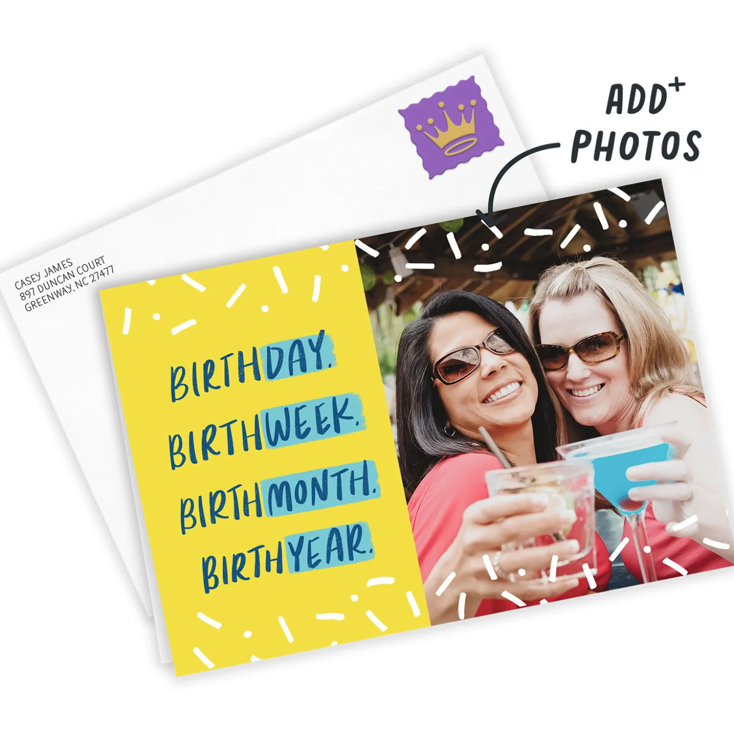 Personalized Celebration Confetti Birthday Photo Card