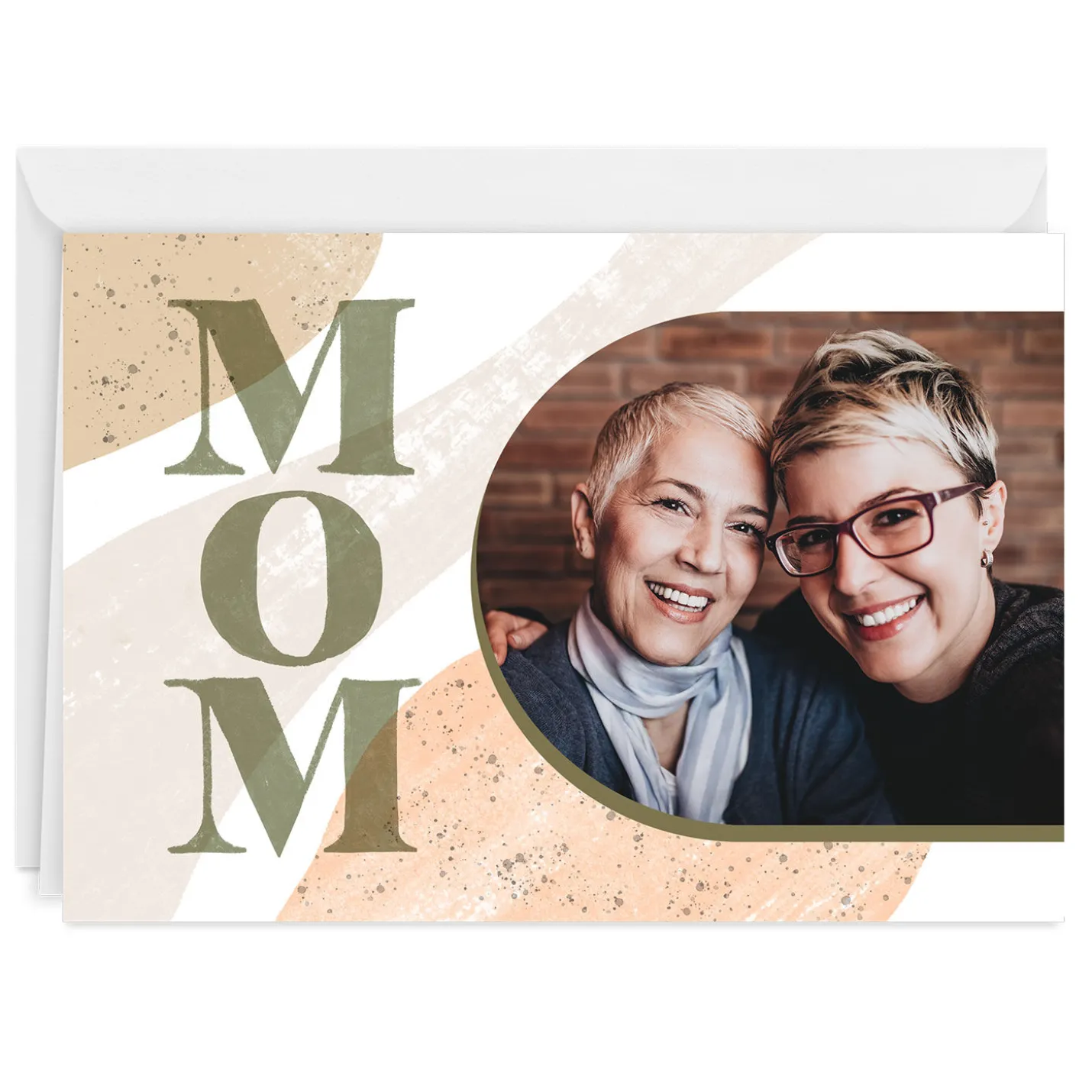 Personalized Mom Lettering and Waves Photo Card