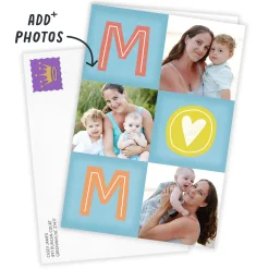 Personalized Photo Collage and Mom Lettering Photo Card