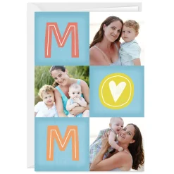Personalized Photo Collage and Mom Lettering Photo Card