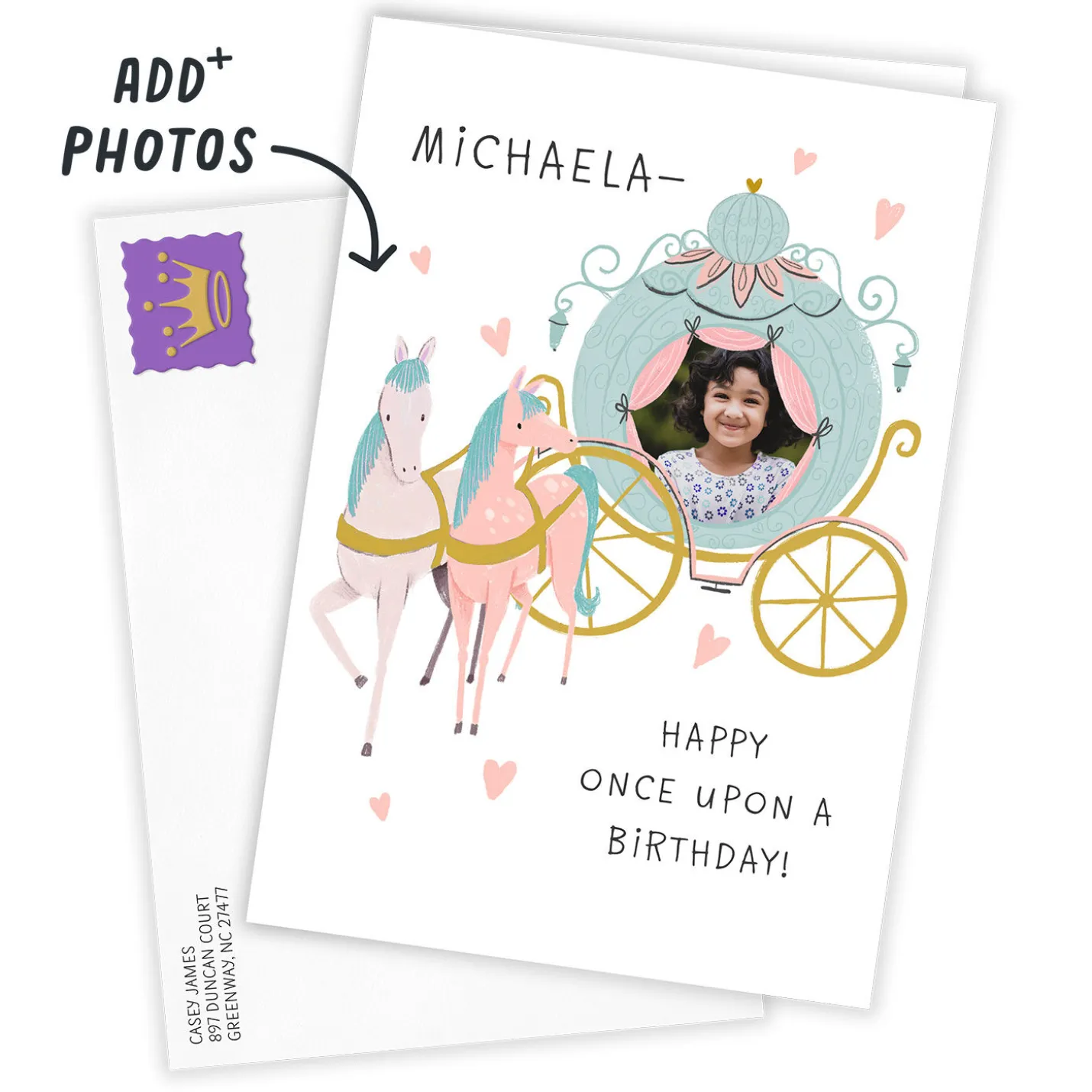 Personalized Princess Theme Photo Card for Kid
