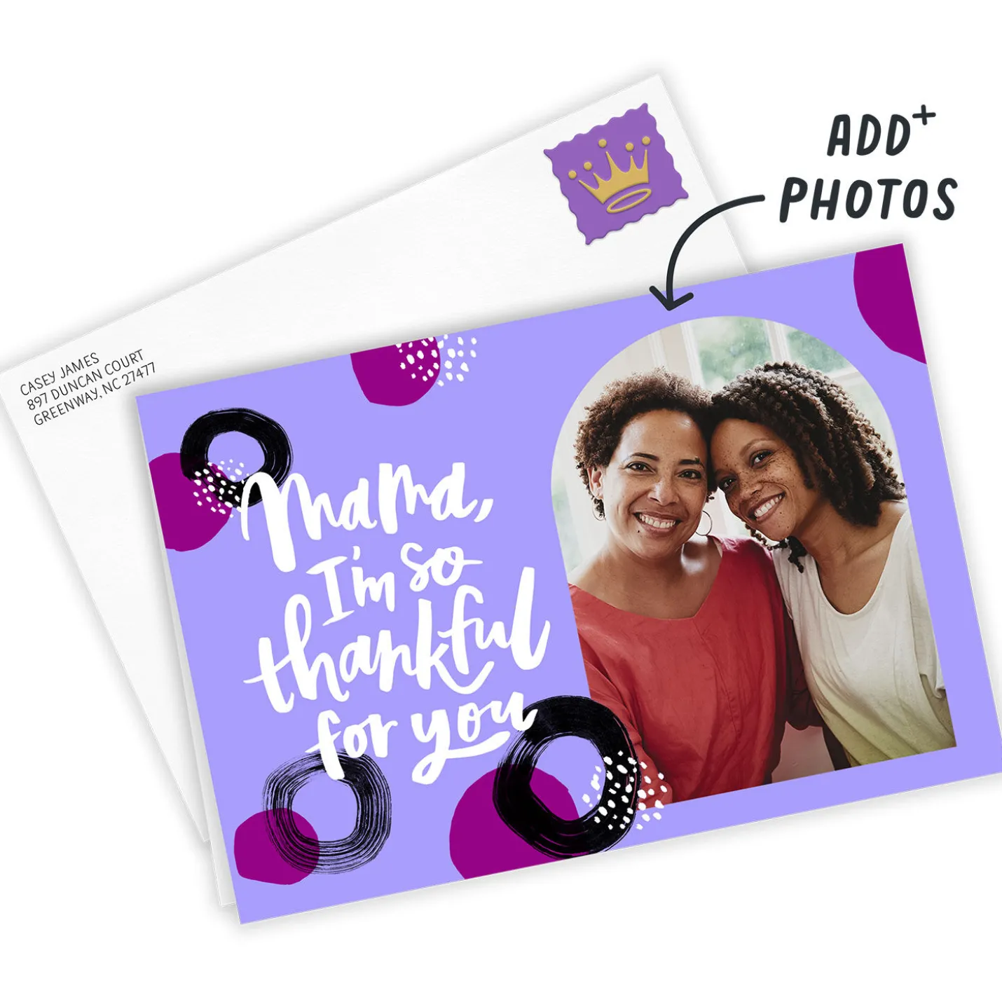 Personalized Thankful for You, Mama Photo Card
