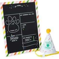 Pet Birthday Chalkboard With Party Hat