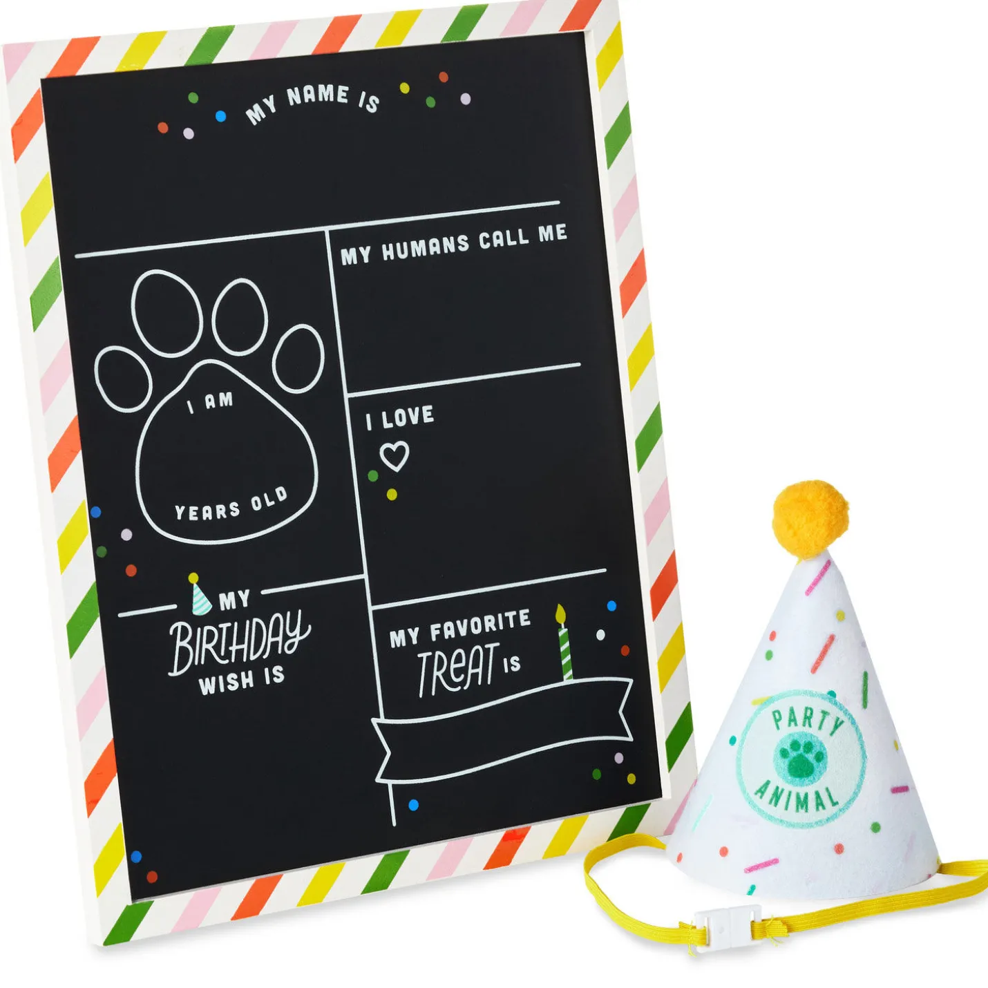 Pet Birthday Chalkboard With Party Hat