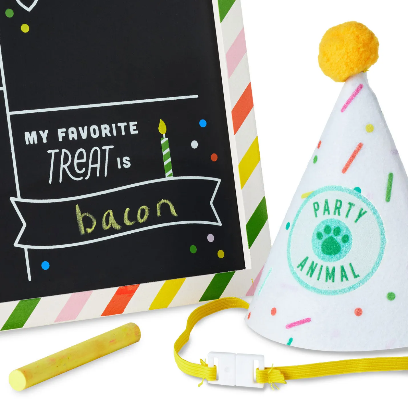 Pet Birthday Chalkboard With Party Hat