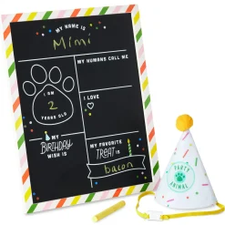 Pet Birthday Chalkboard With Party Hat