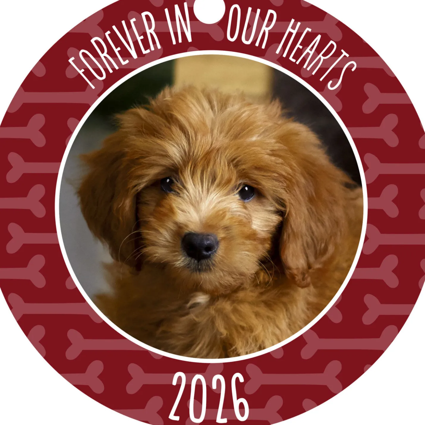 Pet Memorial Round Metal Personalized Ornament, Custom Photo and Text