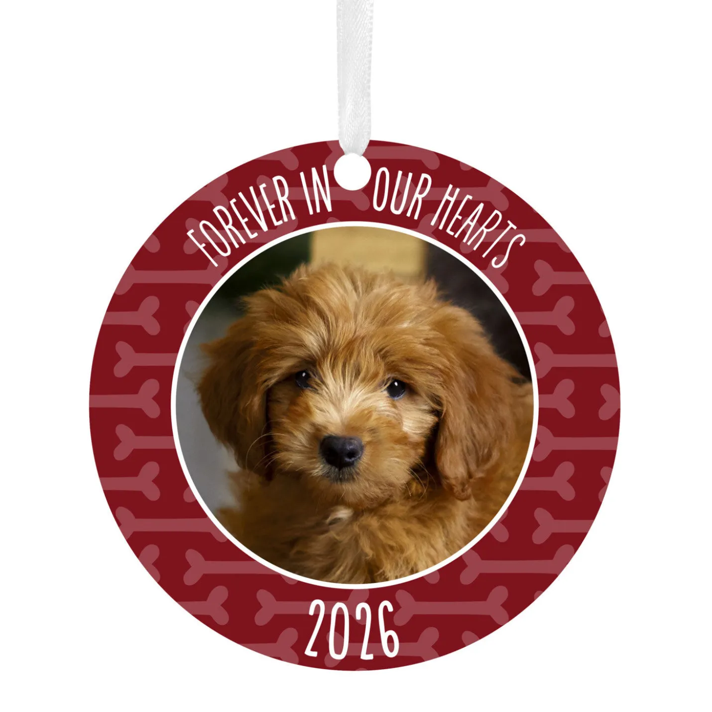 Pet Memorial Round Metal Personalized Ornament, Custom Photo and Text