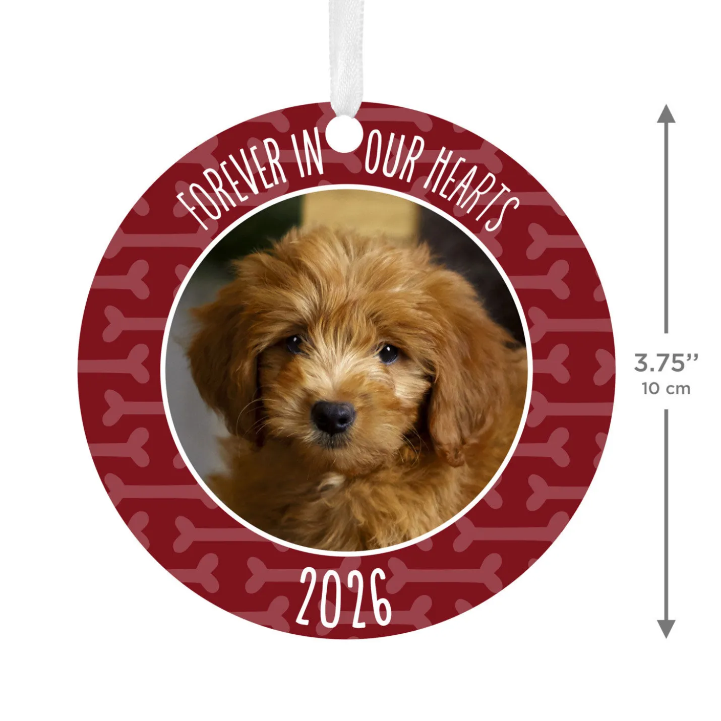 Pet Memorial Round Metal Personalized Ornament, Custom Photo and Text