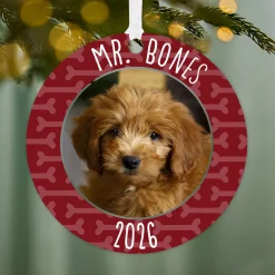 Pet Round Metal Personalized Ornament, Custom Photo and Text