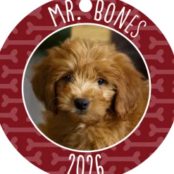 Pet Round Metal Personalized Ornament, Custom Photo and Text