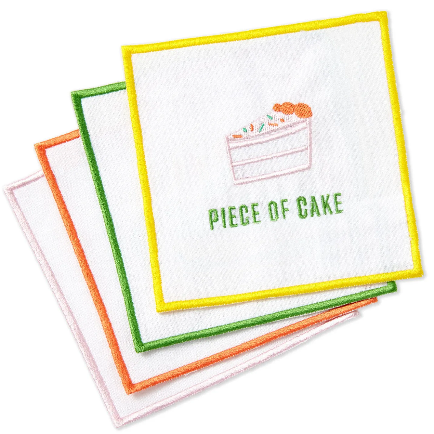 Piece of Cake Assorted Fabric Beverage Napkins, Set of 4