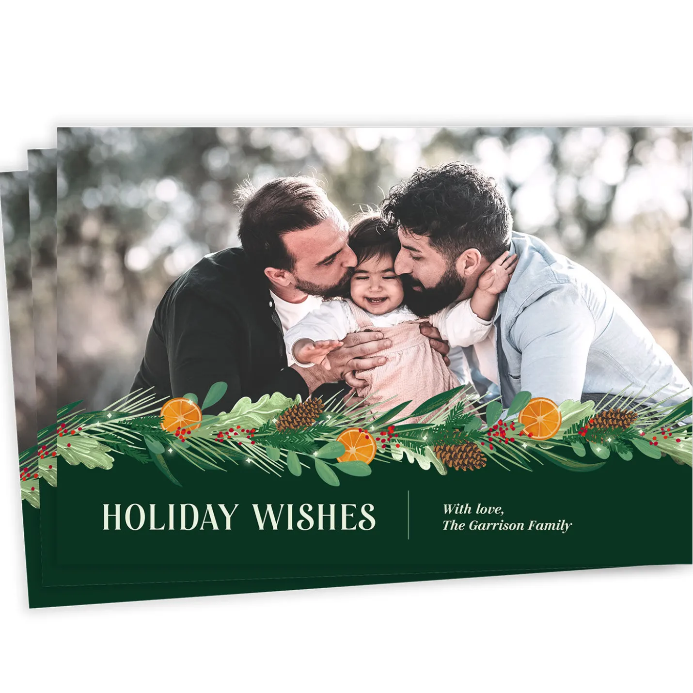 Pine and Citrus Flat Holiday Photo Card