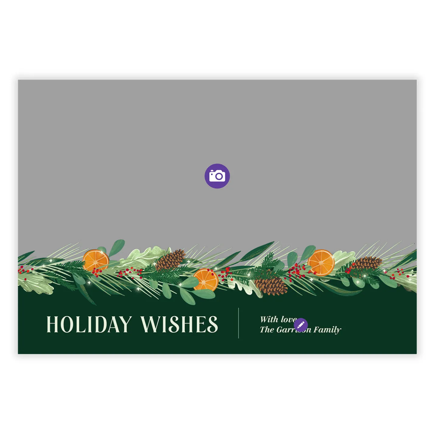 Pine and Citrus Flat Holiday Photo Card