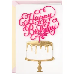 Pink Cake Topper Birthday Card