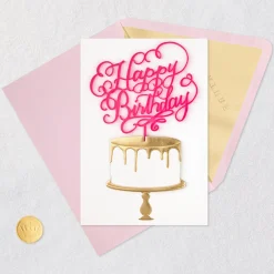 Pink Cake Topper Birthday Card