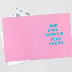 Pink Letters on Teal Birthday Card
