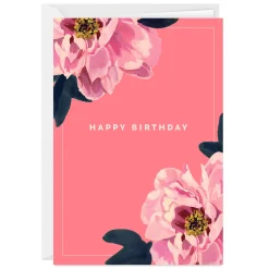 Pink Peonies Custom Birthday Card