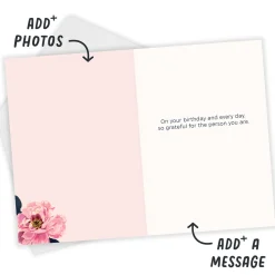 Pink Peonies Custom Birthday Card