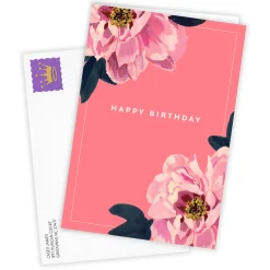 Pink Peonies Custom Birthday Card