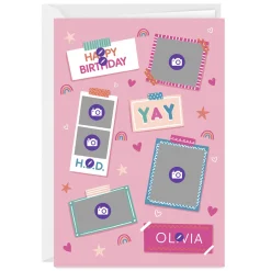 Pink Photo Collage Custom Birthday Card