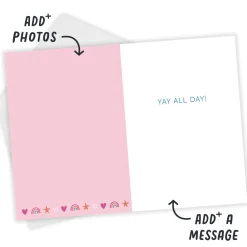 Pink Photo Collage Custom Birthday Card