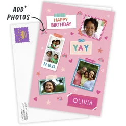 Pink Photo Collage Custom Birthday Card