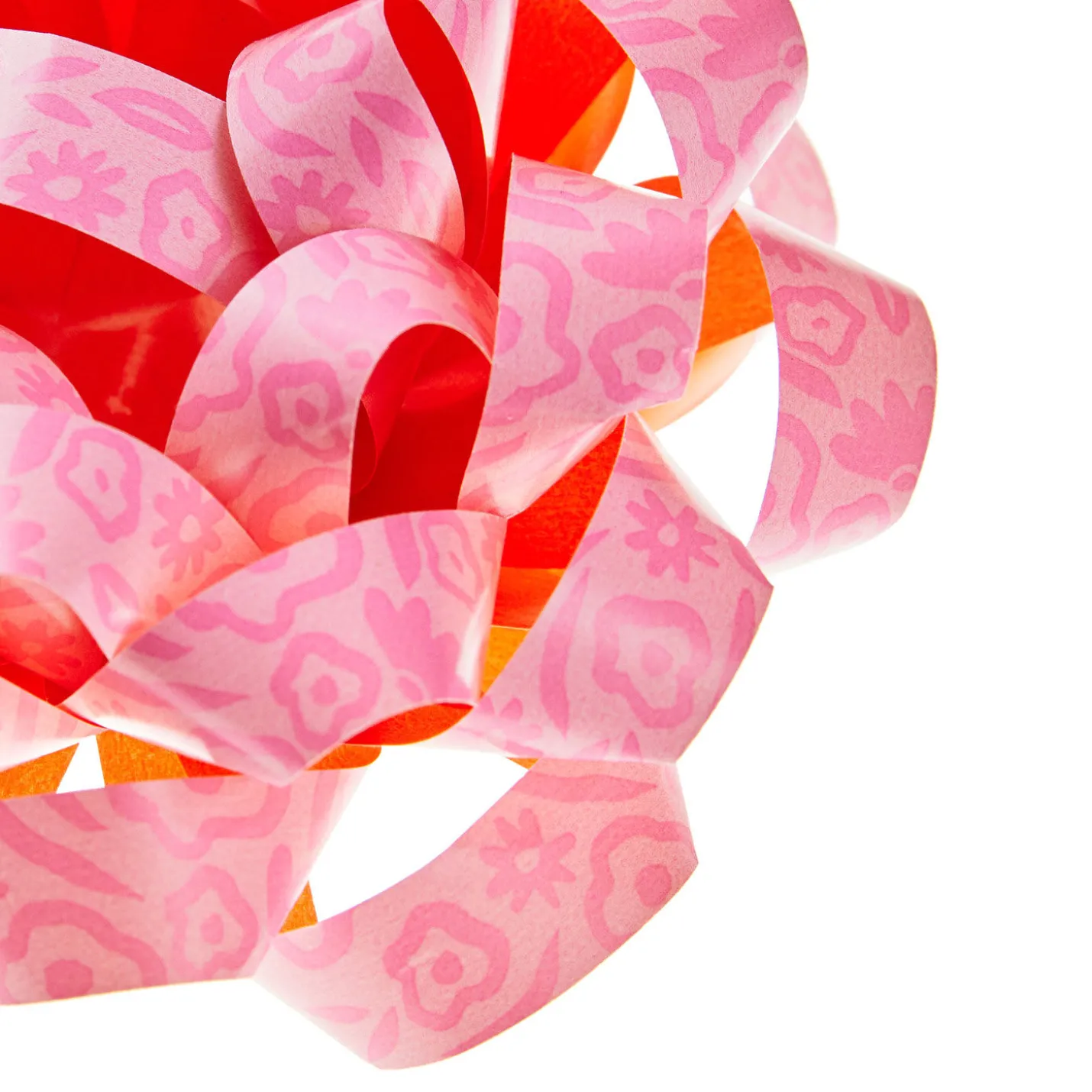 4.6" Pink Abstract Flowers Recyclable Gift Bow